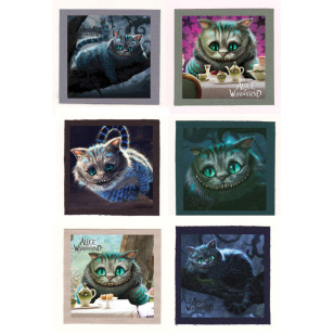 Alice In Wonderland - Chireshire Cat Cloth Patch or Magnet Set 